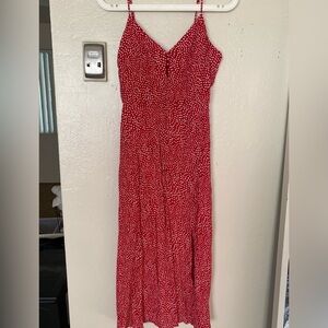 Chic Strapless Red Polka Dot Dress